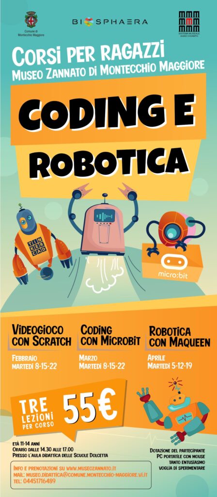 Corsi di coding con Scratch 3.0, robotica e Micro:bit al Museo Zannato di Montecchio Maggiore